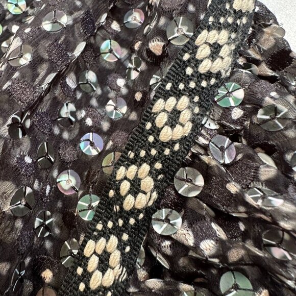 Maje Women's Long Sleeve Mini Dress Size 34/XS High Neck Sequin A-Line Orig $490 - Picture 7 of 16